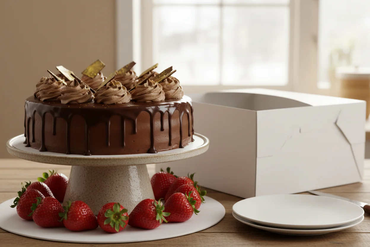 Bolo de 2 kg pronto para entrega com morangos