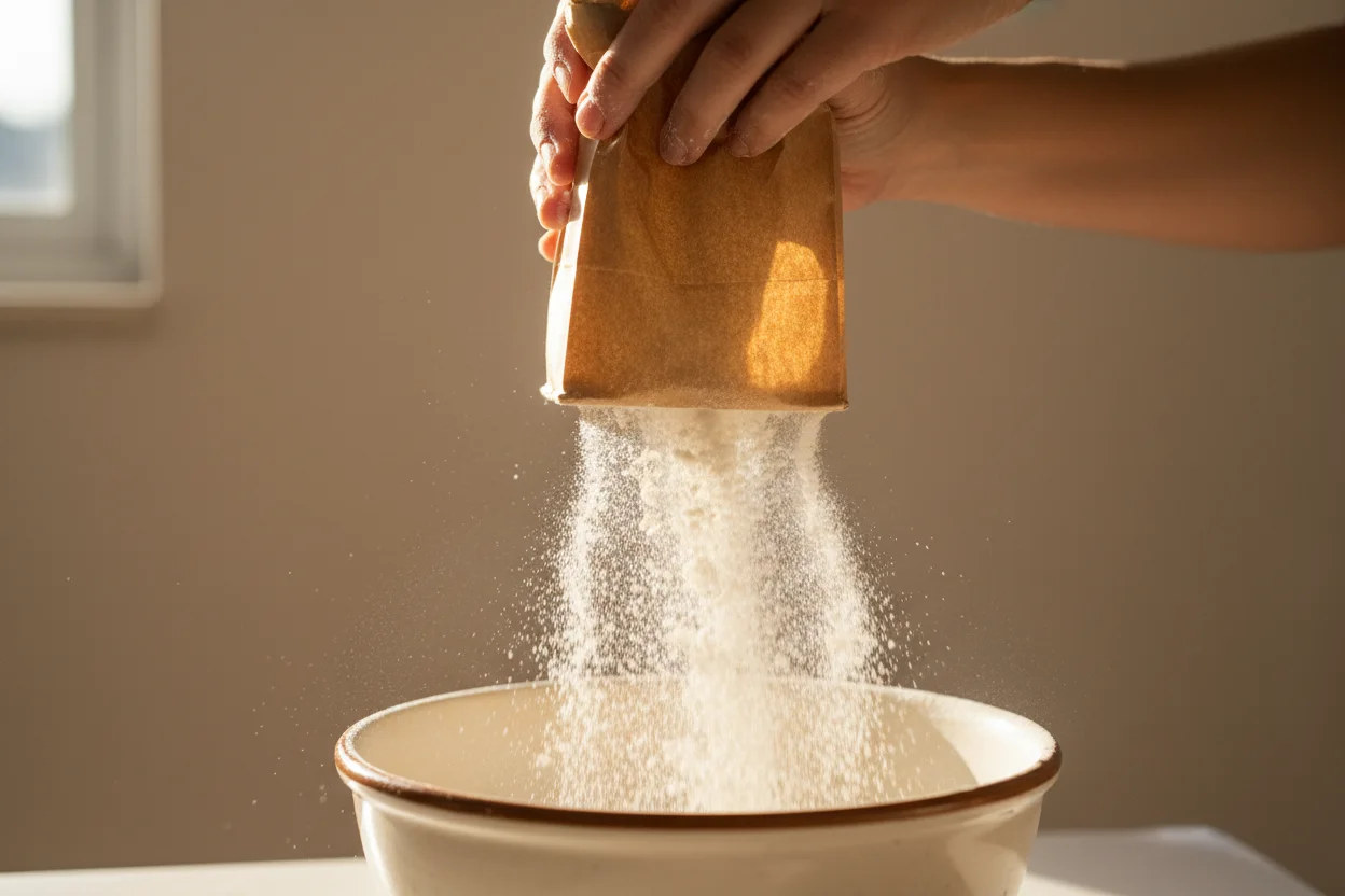 Moedas ao lado de ovos e farinha simbolizando custo de ingredientes